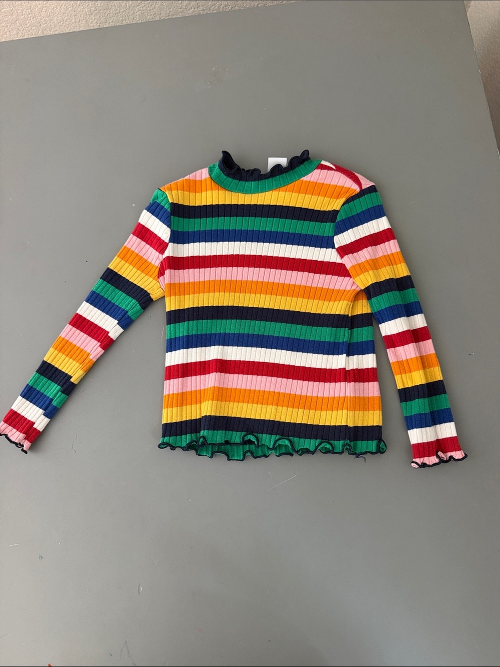 Old Navy Girls' Multicolor Striped Long-Sleeve Ribbed Top